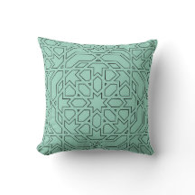 Moroccan Zelij Geometric Pattern Sage Green Throw