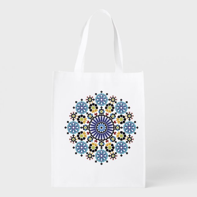 Moroccan Zelije !Moroccan Zellige Grocery Bag (Back)