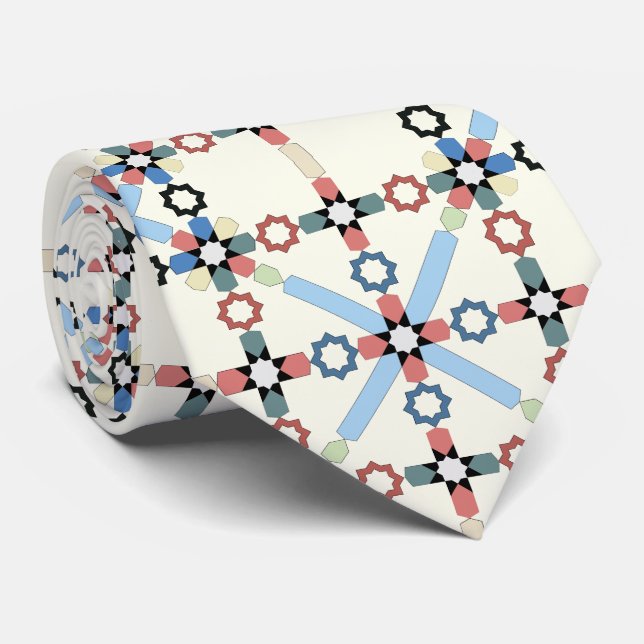 Moroccan Zelije !Moroccan Zellige Neck Tie (Rolled)