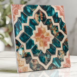 Moroccan Zellige Deep Teal and Coral Ceramic Tile<br><div class="desc">Add a touch of handcrafted elegance to your space with this Moroccan Zellige-inspired design. Featuring hand-cut geometric shapes with subtle glaze variations, this tile showcases rich hues of deep teal, sand beige, and soft coral. The slightly uneven glossy texture and natural imperfections evoke authentic artisan craftsmanship, making it perfect for...</div>