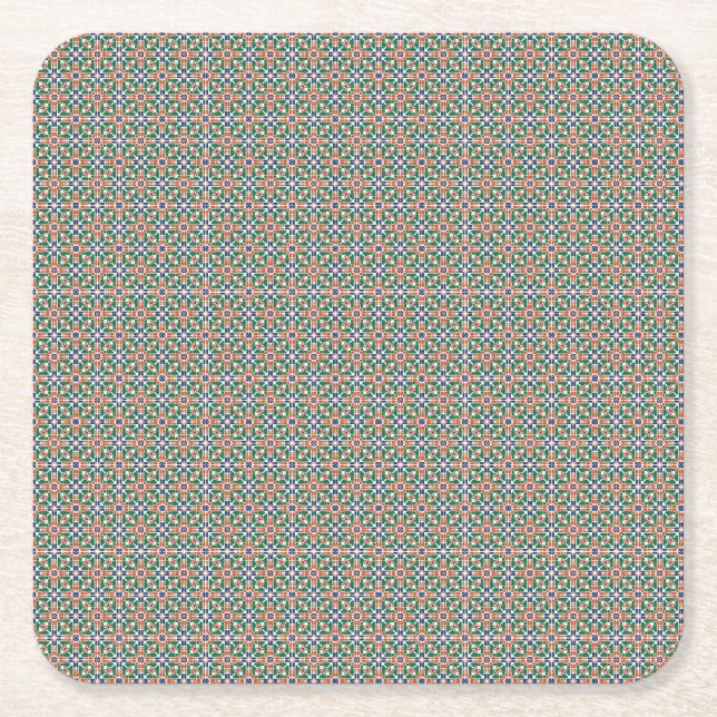 Moroccan Zellige Pattern Geometric Coaster (Front)