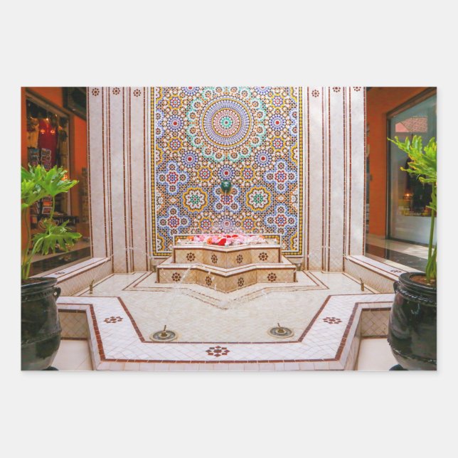 moroccan zellij, mosaic tiles wrapping paper sheets (Front)