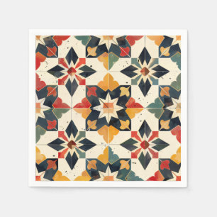 Moroccan Zellij Red Yellow and Green Napkins