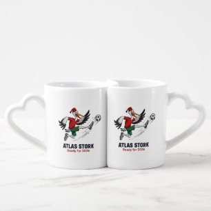 Morocco 2026 Atlas Stork Soccer Mascot – Fun Sport Coffee Mug Set