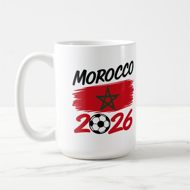 Morocco 2026 Soccer Fan Football Supporter Pride  Coffee Mug (Left)