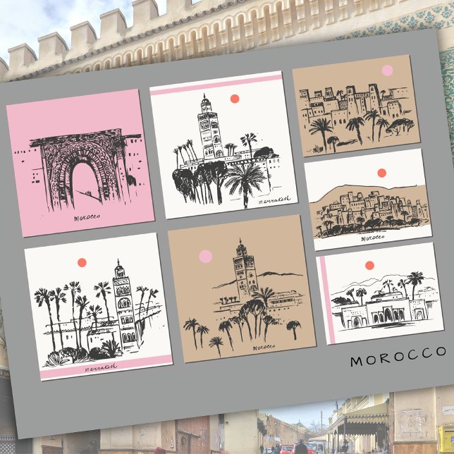 Morocco Africa Sketches Architecture Travel  Postcard (Creator Uploaded)