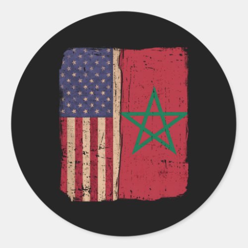 Morocco And America Usa Flag Roots Half Moroccan A Classic Round Sticker