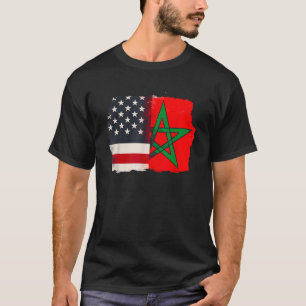 Morocco and America USA Flag Roots Half Moroccan A T-Shirt
