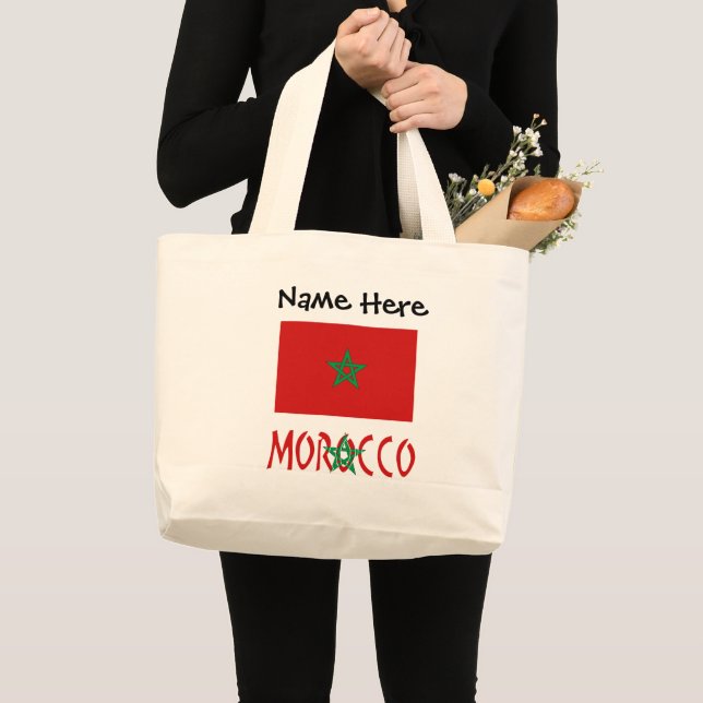 Morocco and Moroccan Flag Personalized  Large Tote (Front (Product))