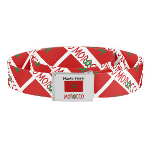 Morocco and Moroccan Flag with Your Name Belt