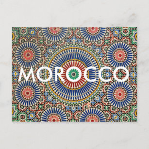 morocco arab mosaic islam religious pattern postcard