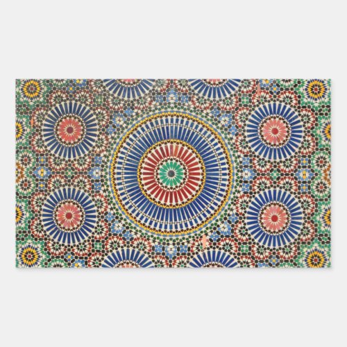 morocco arab mosaic islam religious pattern rectangular sticker