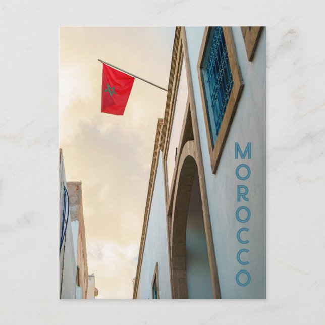 Morocco Architecture with Flag, travel photo Postcard (Front)