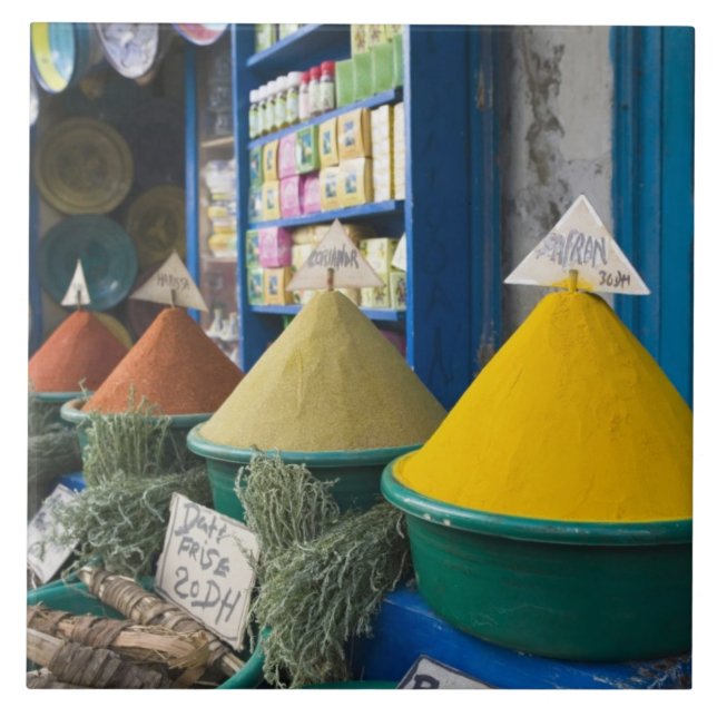 MOROCCO, Atlantic Coast, ESSAOUIRA: Spice Market Ceramic Tile (Front)