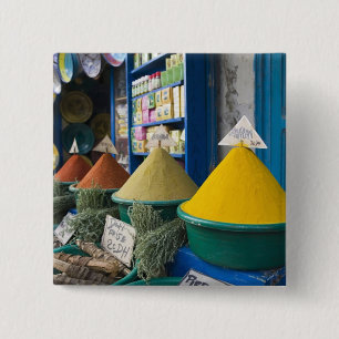 MOROCCO, Atlantic Coast, ESSAOUIRA: Spice Market Pinback Button