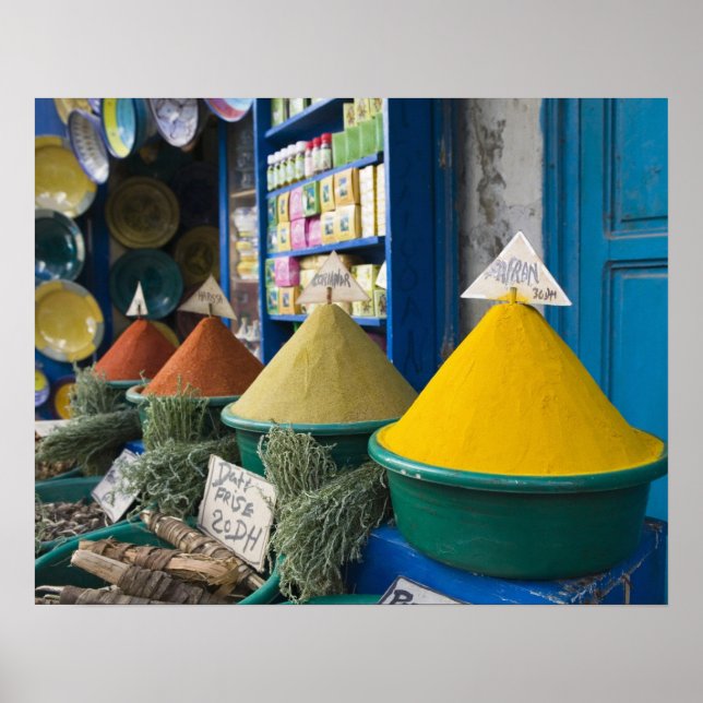 MOROCCO, Atlantic Coast, ESSAOUIRA: Spice Market Poster (Front)