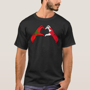 Morocco Bahrain Flag Moroccan Bahrainian Heart T-Shirt