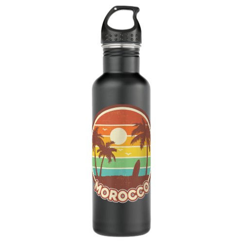 Morocco Beach Cool Retro Surf Souvenir Surfing Gif Stainless Steel Water Bottle