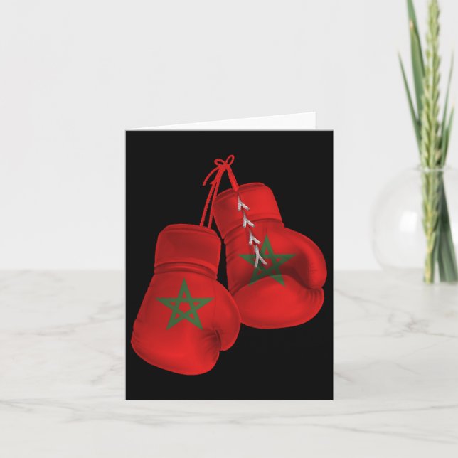 Morocco Boxing Gloves Flag Pride Moroccan Boxing  Card (Front)