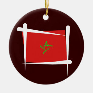 Morocco Brush Flag Ceramic Ornament