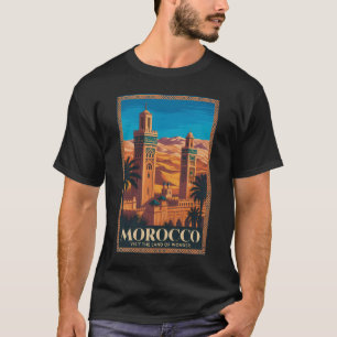 Morocco Desert Illustration Travel Art Vintage T-Shirt