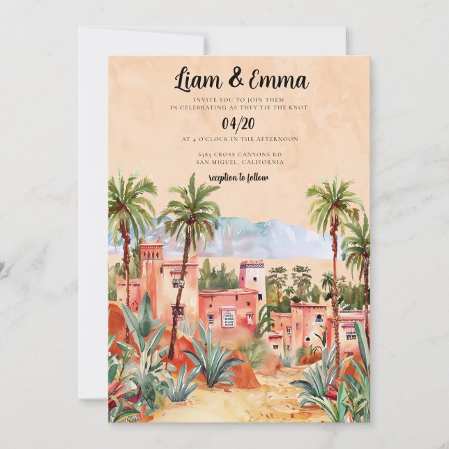 Morocco Destination Wedding Invitation (Front)