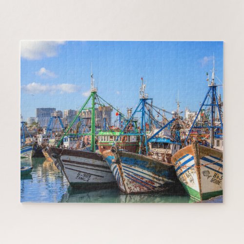 Morocco Essaouiras Colorful Fishing Boats Jigsaw Puzzle