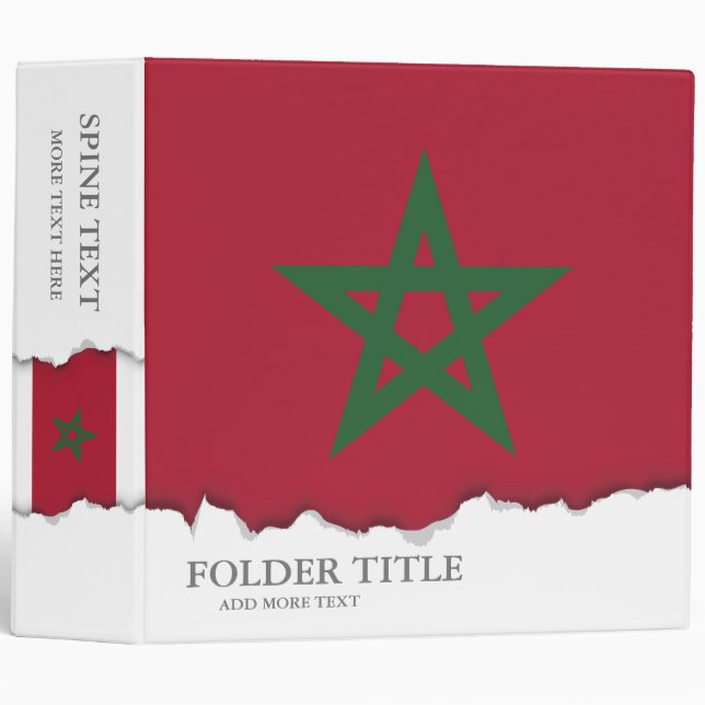 Morocco Flag 3 Ring Binder (Front/Spine)