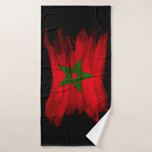 Morocco flag brush stroke, national flag bath towel