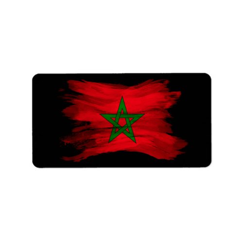 Morocco flag brush stroke national flag label