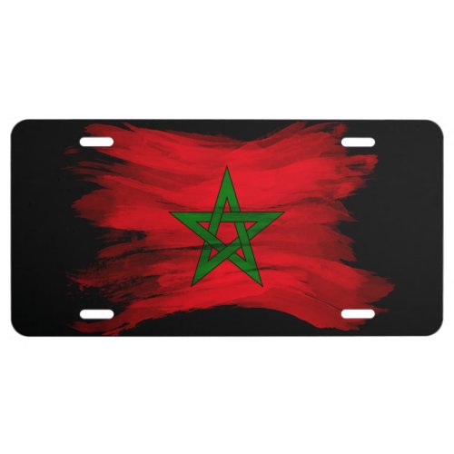 Morocco flag brush stroke national flag license plate