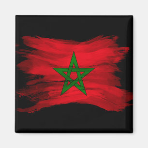 Morocco flag brush stroke, national flag magnet
