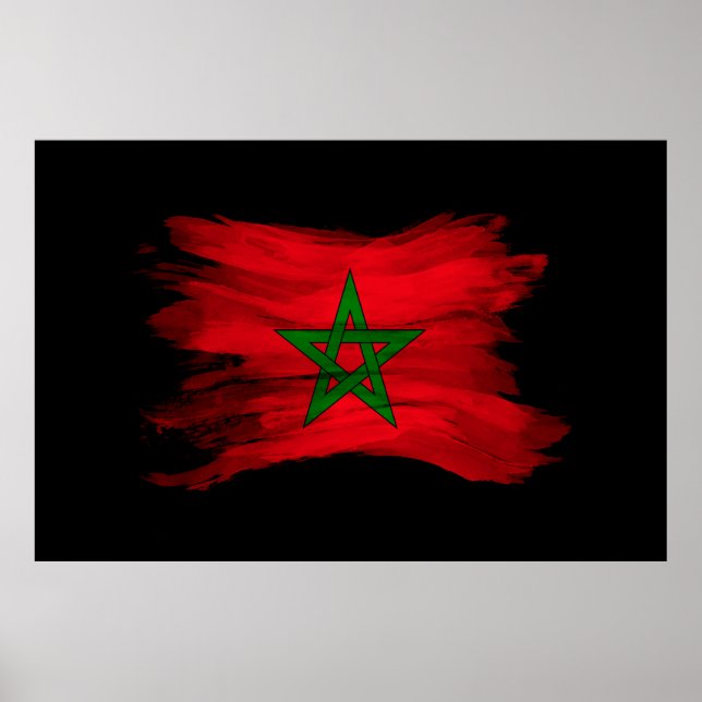 Morocco flag brush stroke, national flag poster (Front)