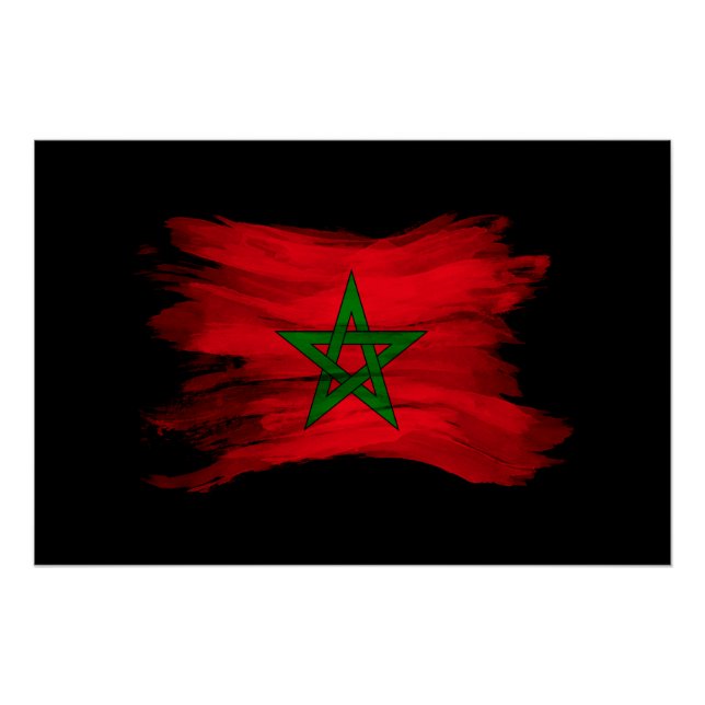 Morocco flag brush stroke, national flag poster (Front)