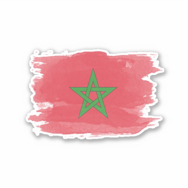 Morocco flag brush stroke, national flag sticker (Front)