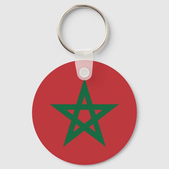 Morocco Flag Button Key Keychain (Front)
