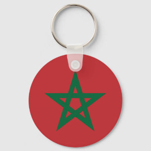 Morocco Flag Button Keychain