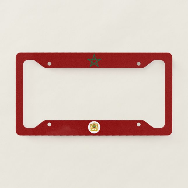 Morocco flag-coat of arms license plate frame (Front)