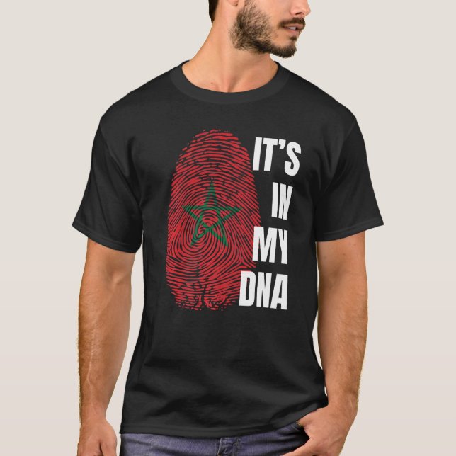 Morocco Flag Dna Fingerprint Black History Month T-Shirt (Front)