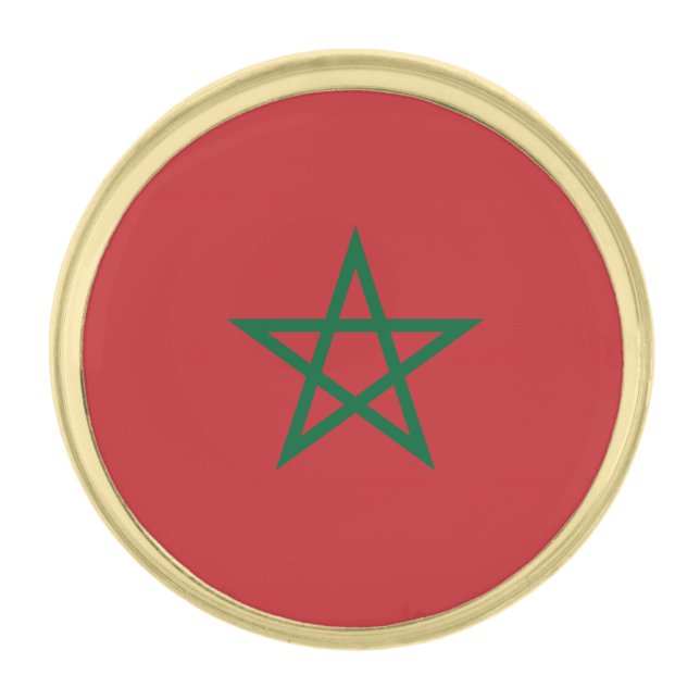 Morocco Flag Gold Finish Lapel Pin (Front)