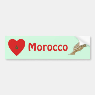 Morocco Flag Heart + Map Bumper Sticker