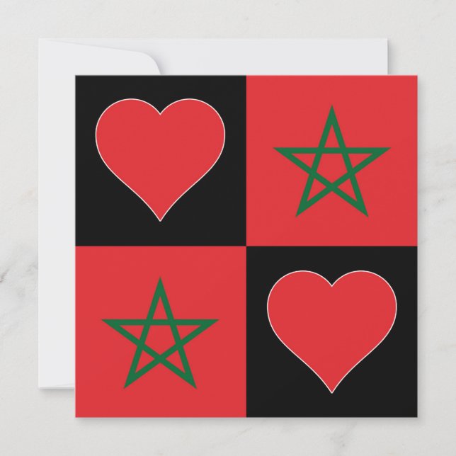 Morocco Flag Heart Patriotic Moroccan Greeting Card (Front)