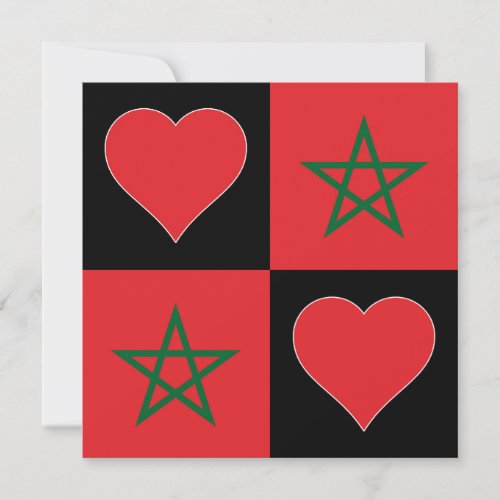 Morocco Flag Heart Patriotic Moroccan Greeting Card