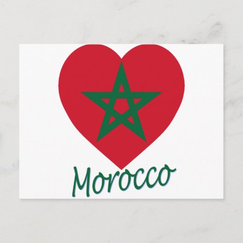 Morocco Flag Heart Postcard