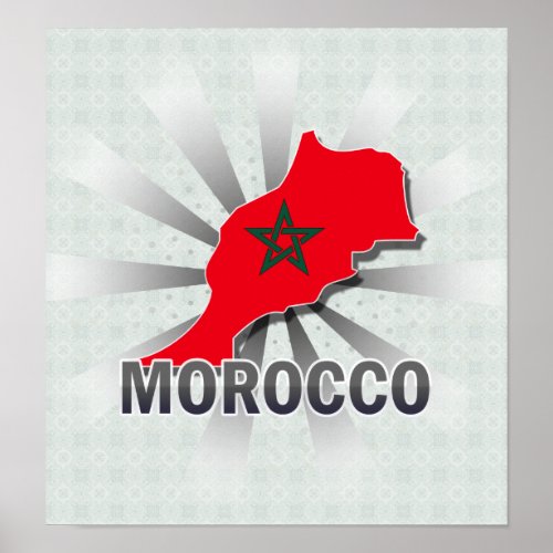 Morocco Flag Map 20 Poster