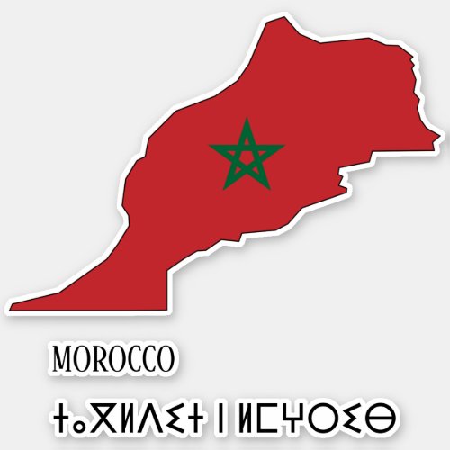 Morocco Flag Map Patriotic Sticker