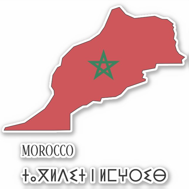 Morocco Flag Map Patriotic Sticker (Front)
