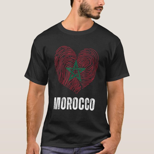 Morocco Flag Moroccan Flag Morocco DNA Morocco Hea T-Shirt (Front)