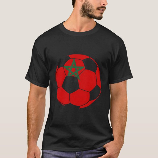 Morocco Flag Moroccan Soccer Supporter For T-Shirt (Front)