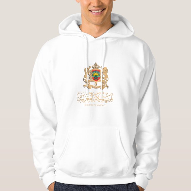 MOROCCO FLAG ON GOLD EMBLEM شعار المغرب HOODIE (Front)